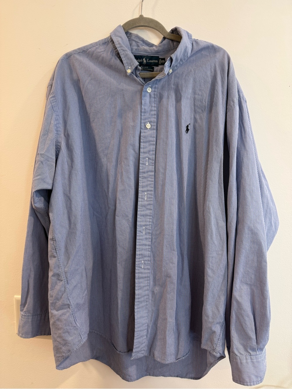 Ralph Lauren Navy and White Micro-Check Button-Down Shirt